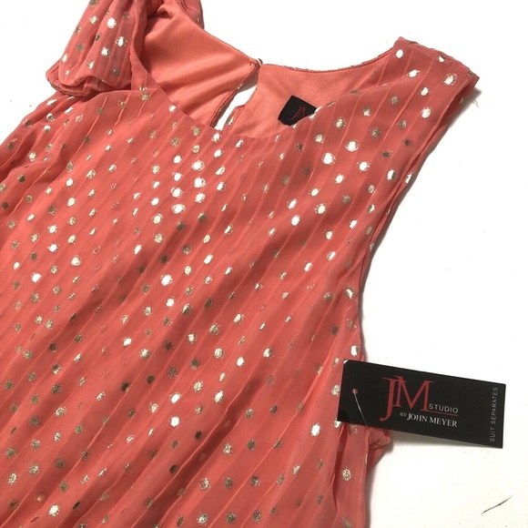 $130 JM Studio Pleated Bow Shift Chiffon Dress - Picture 8 of 8